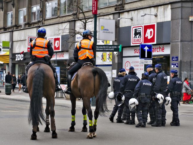 policiers à Bruxelles