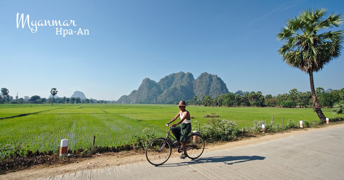 farmer on his bike in hpa an hpa an fiels