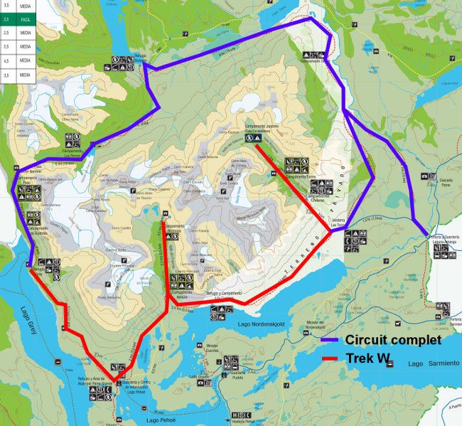 carte torres del paine