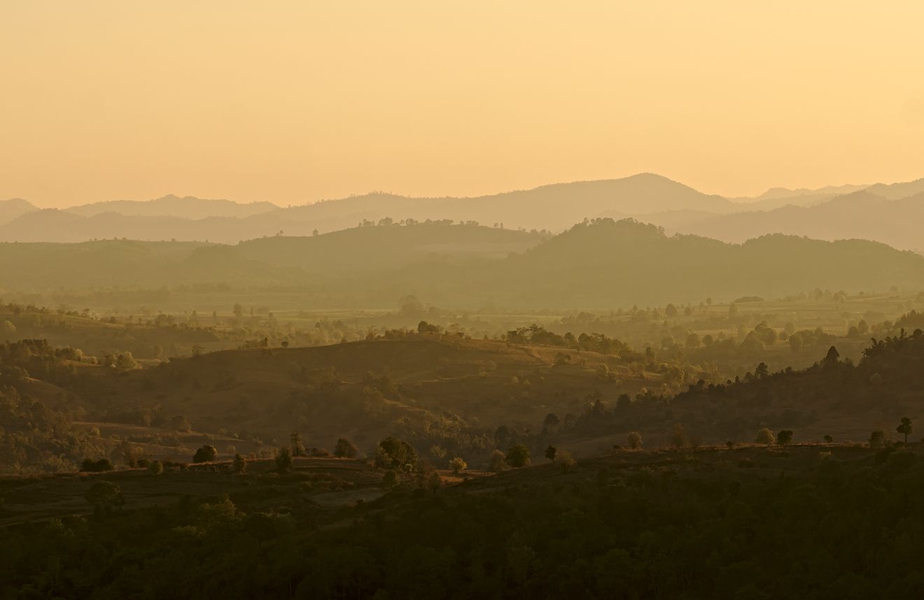 coucher de soleil sur les rizières