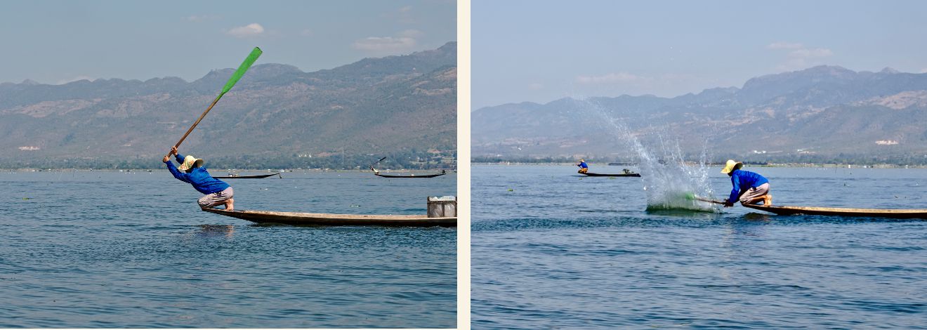 pêcheur inle avec la rame