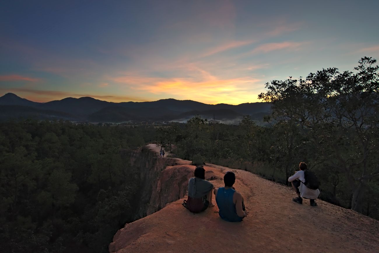 pai canyon, coucher de soleil sur la boucle Mae Hong Son