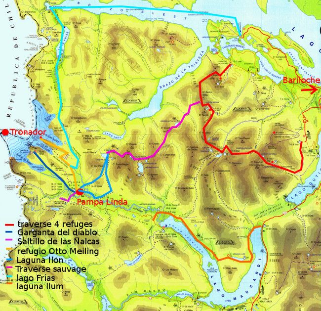 Carte du parc national Nahuel Huapi map Nahuel Huapi