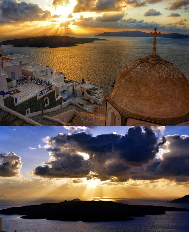 le couché de soleil depuis Fira ça envoie des cacahuètes non??? sunset Santorin