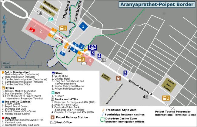 the map of poipet border between Thailand and Cambodia