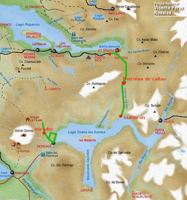 carte du parc national vicente perez rosales pn vicente perez rosales