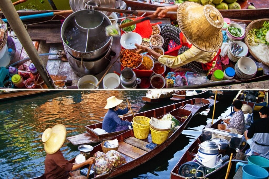 marché flottant en Thaïlande