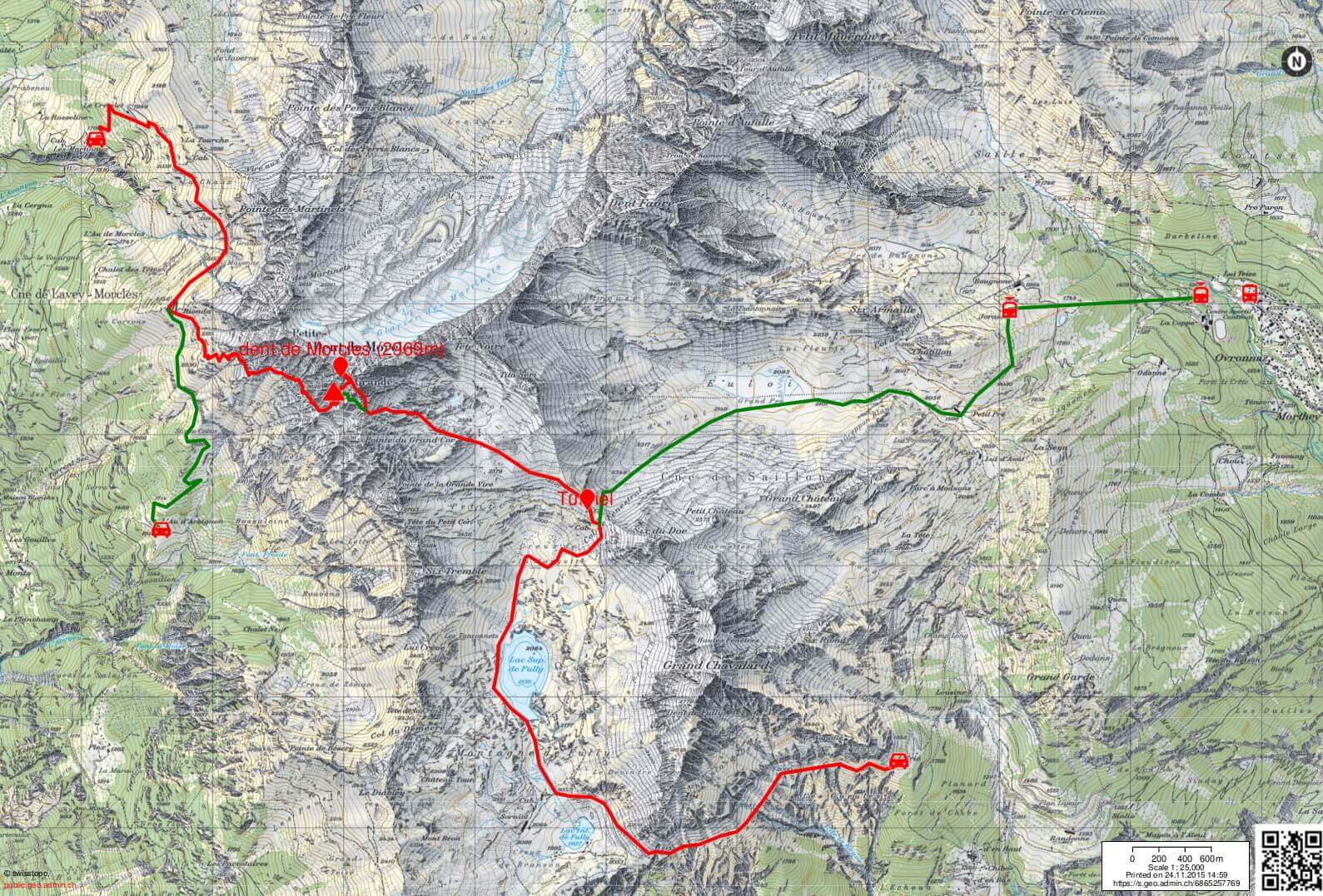 hiking the dents de morcles - map