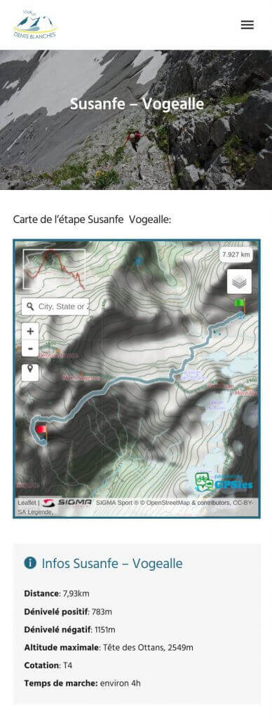 étape TDB sur mobile
