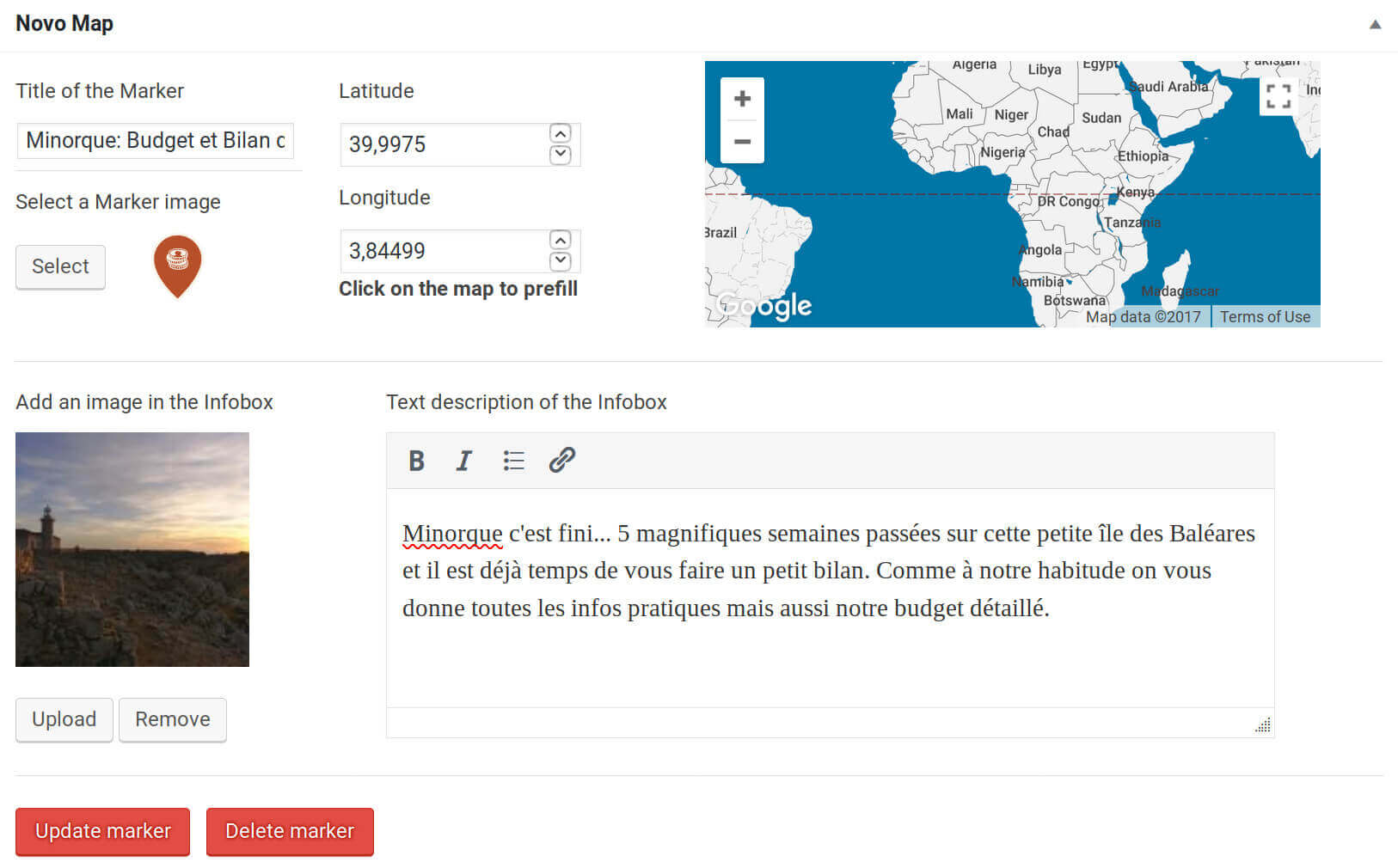 novo-map post admin menu