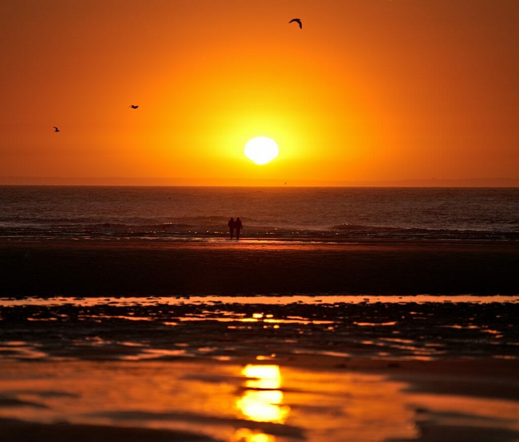 coucher de soleil côte de la manche