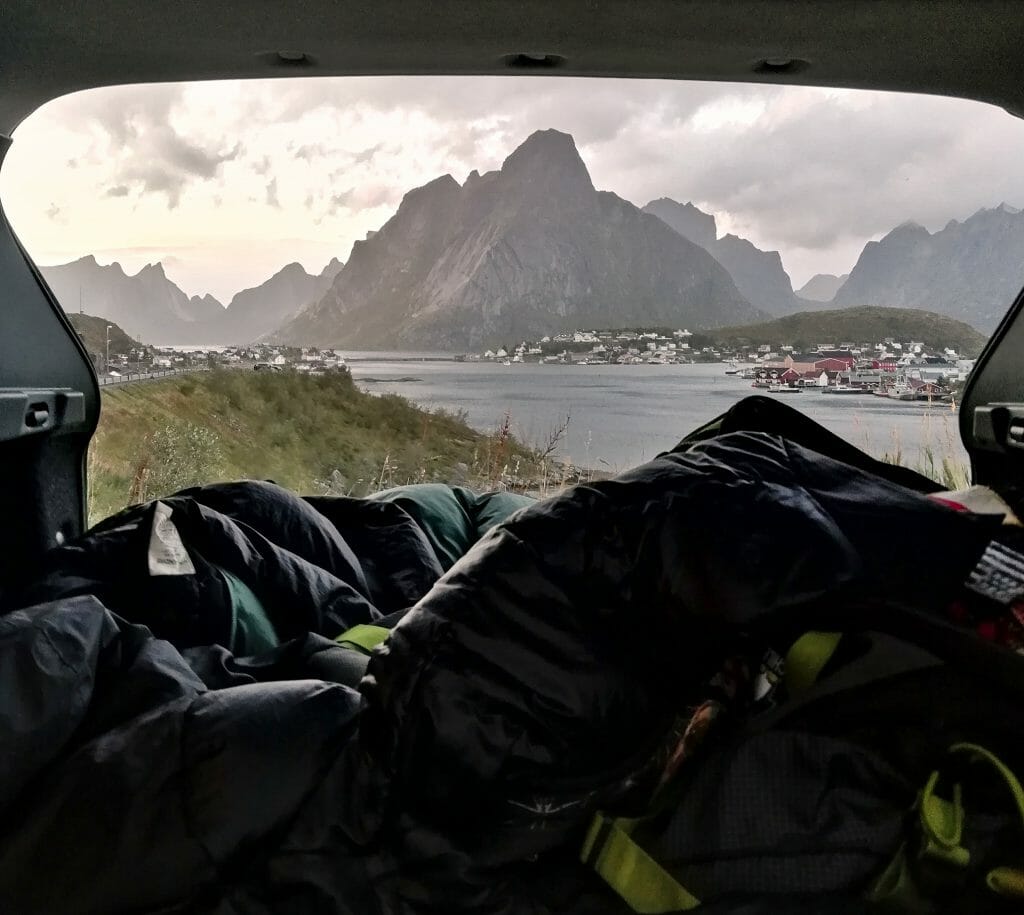 the view from the car lofoten