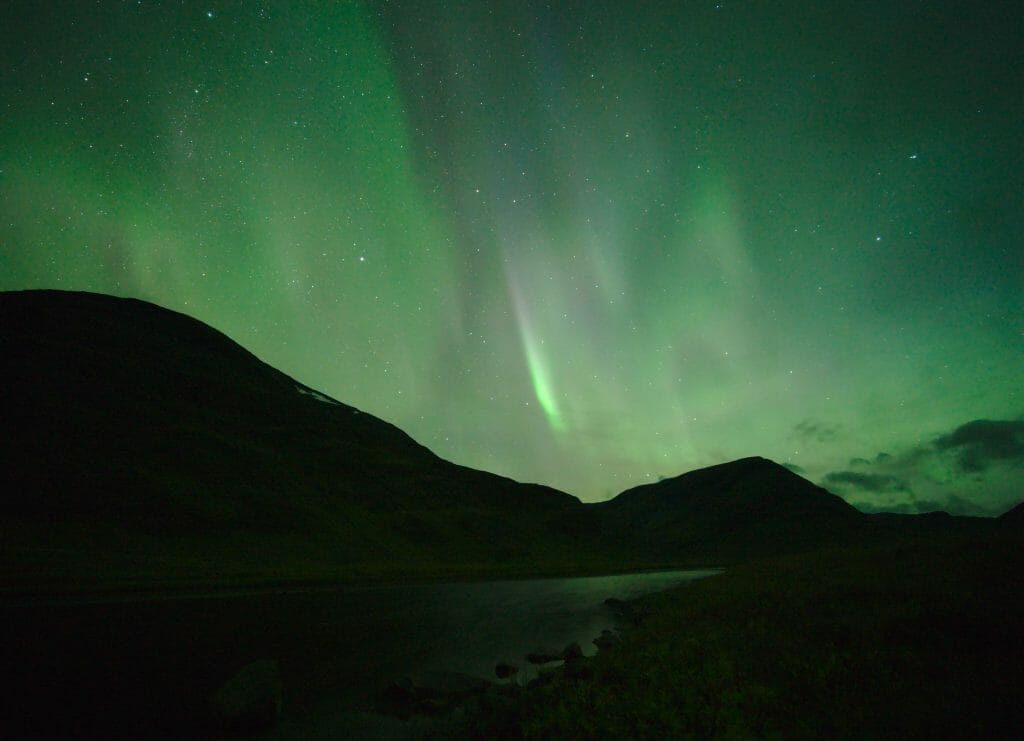 aurore boréales sur le Kungsleden