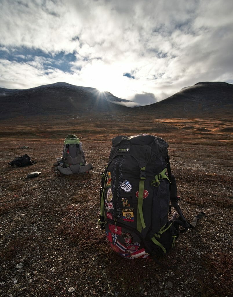 backpacks on the kungsleden