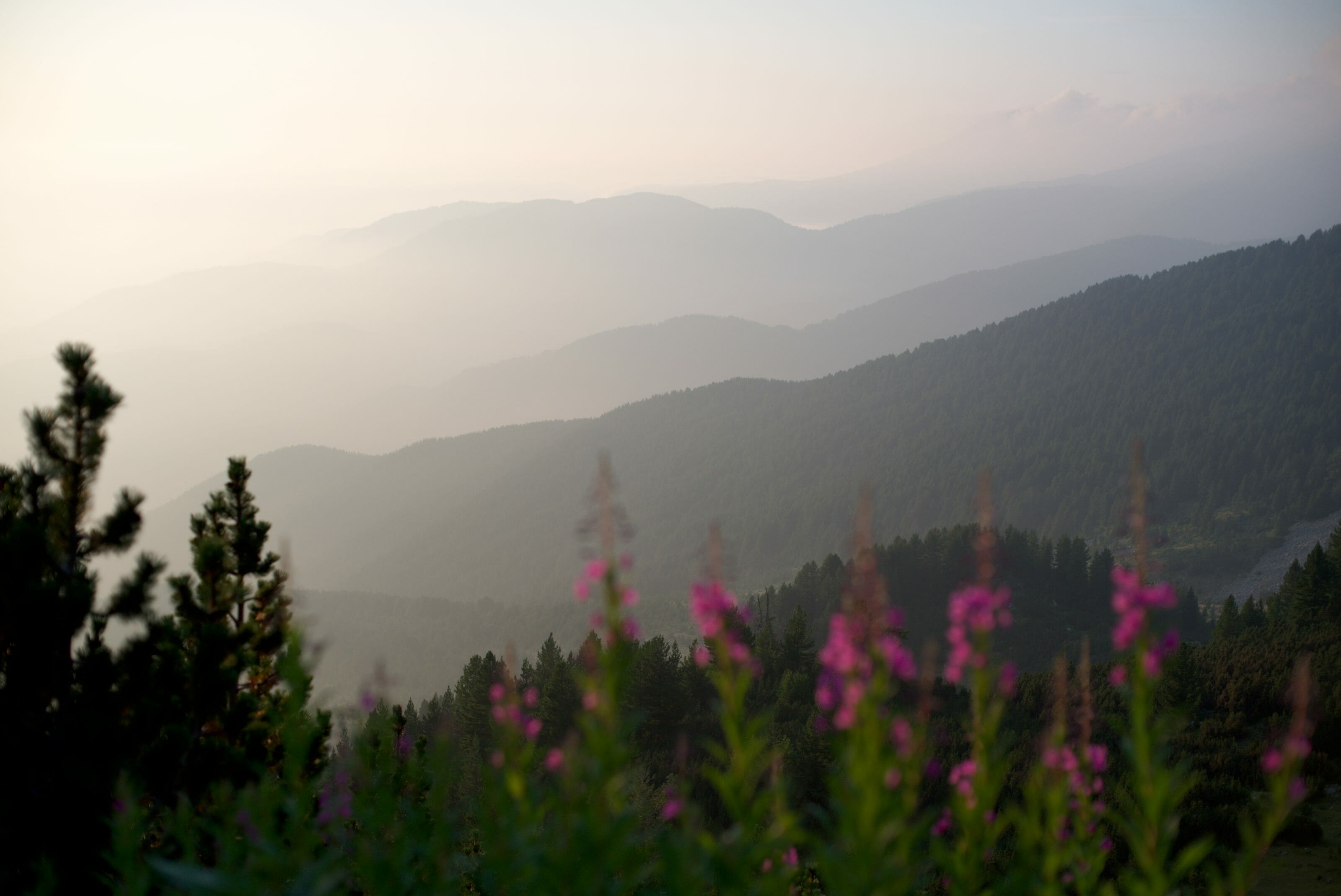 coucher de soleil en montagne