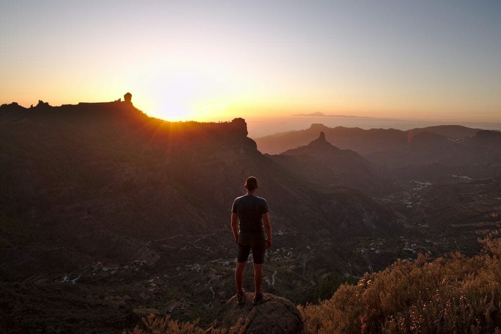 roque nublo coucher de soleil