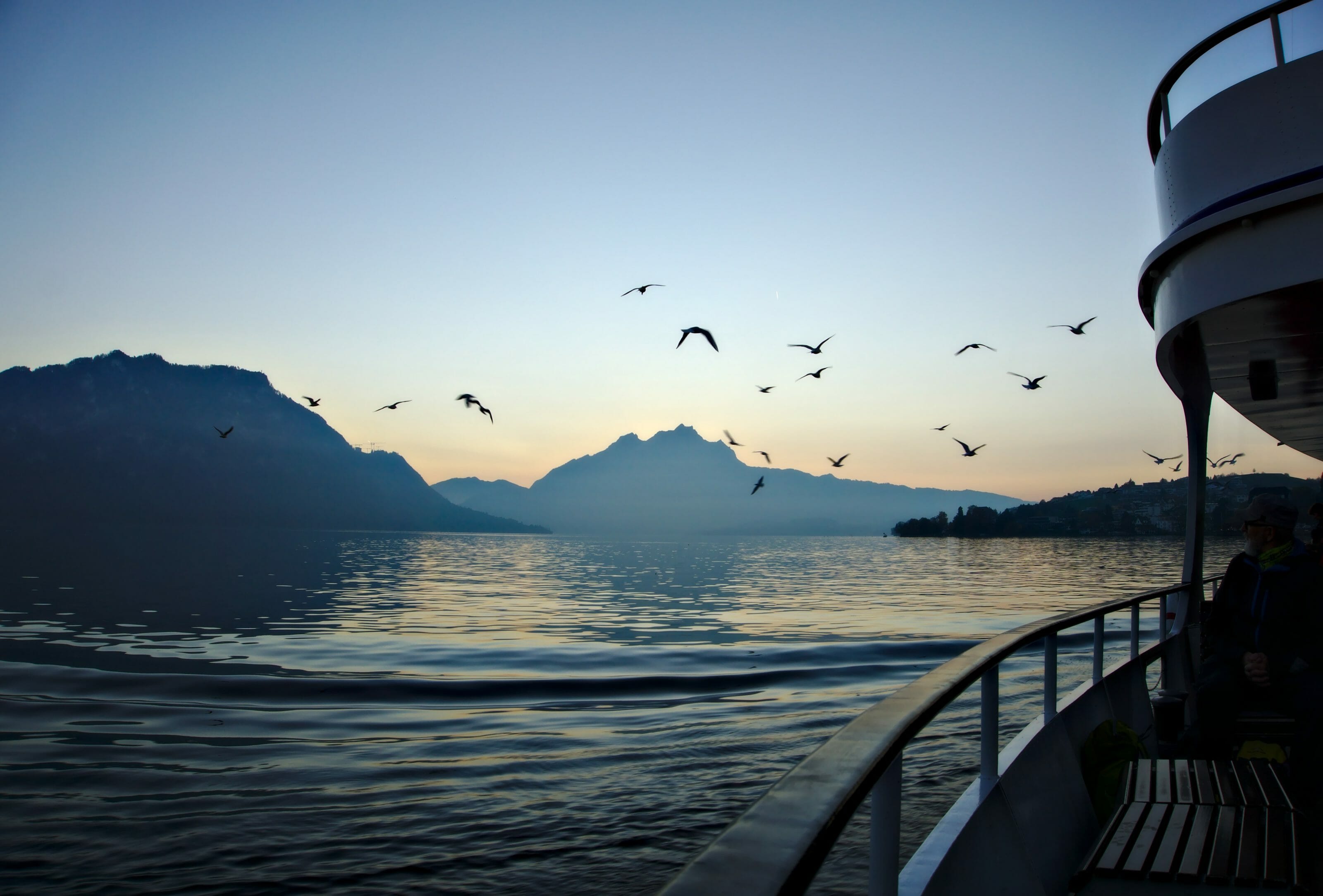 sunset time on the lake lucerne