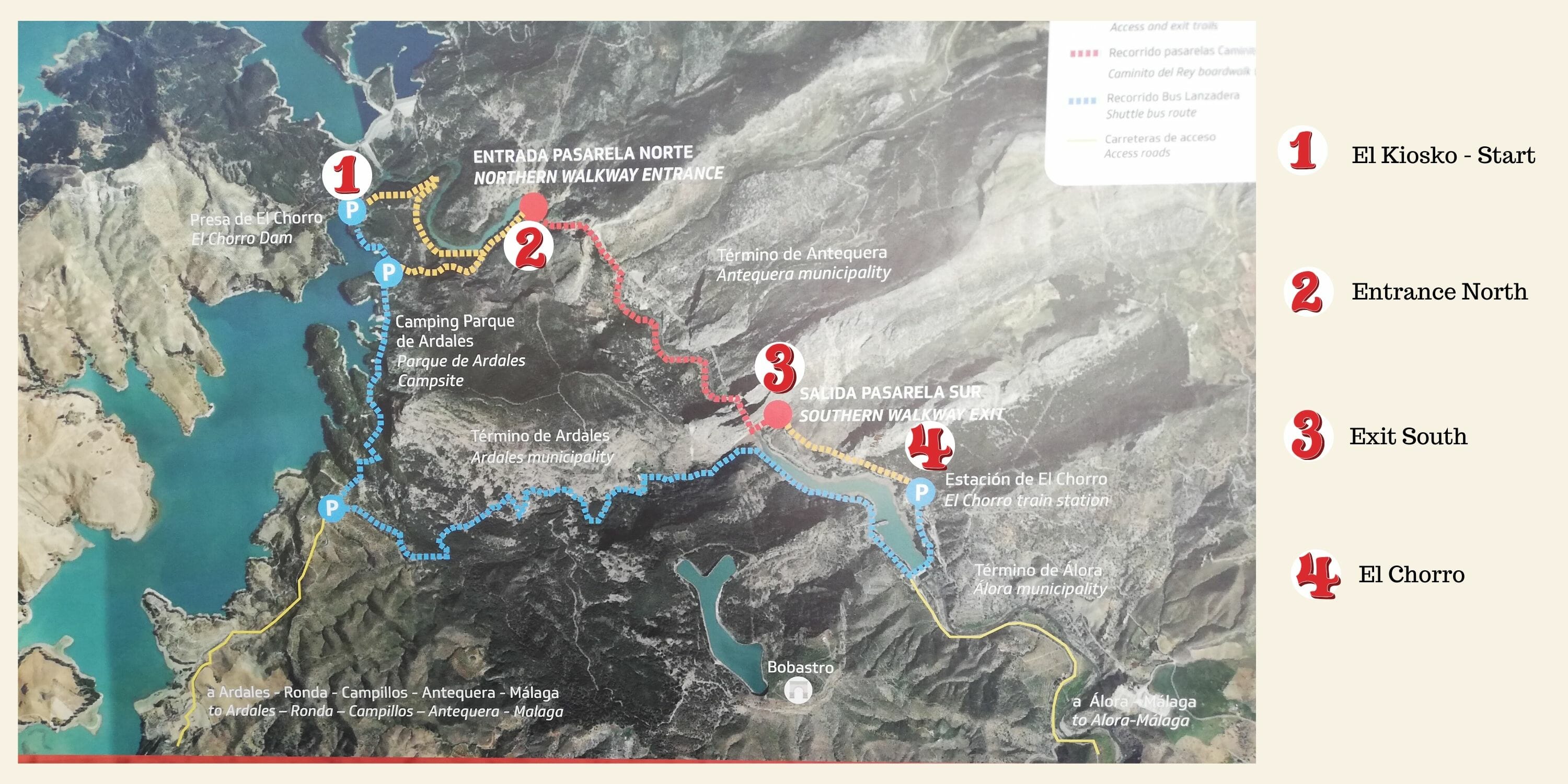 carte du caminito del rey