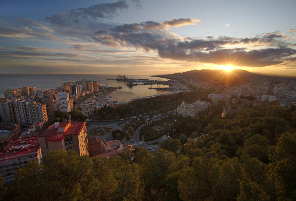 coucher de soleil du mirador Gibralfaro