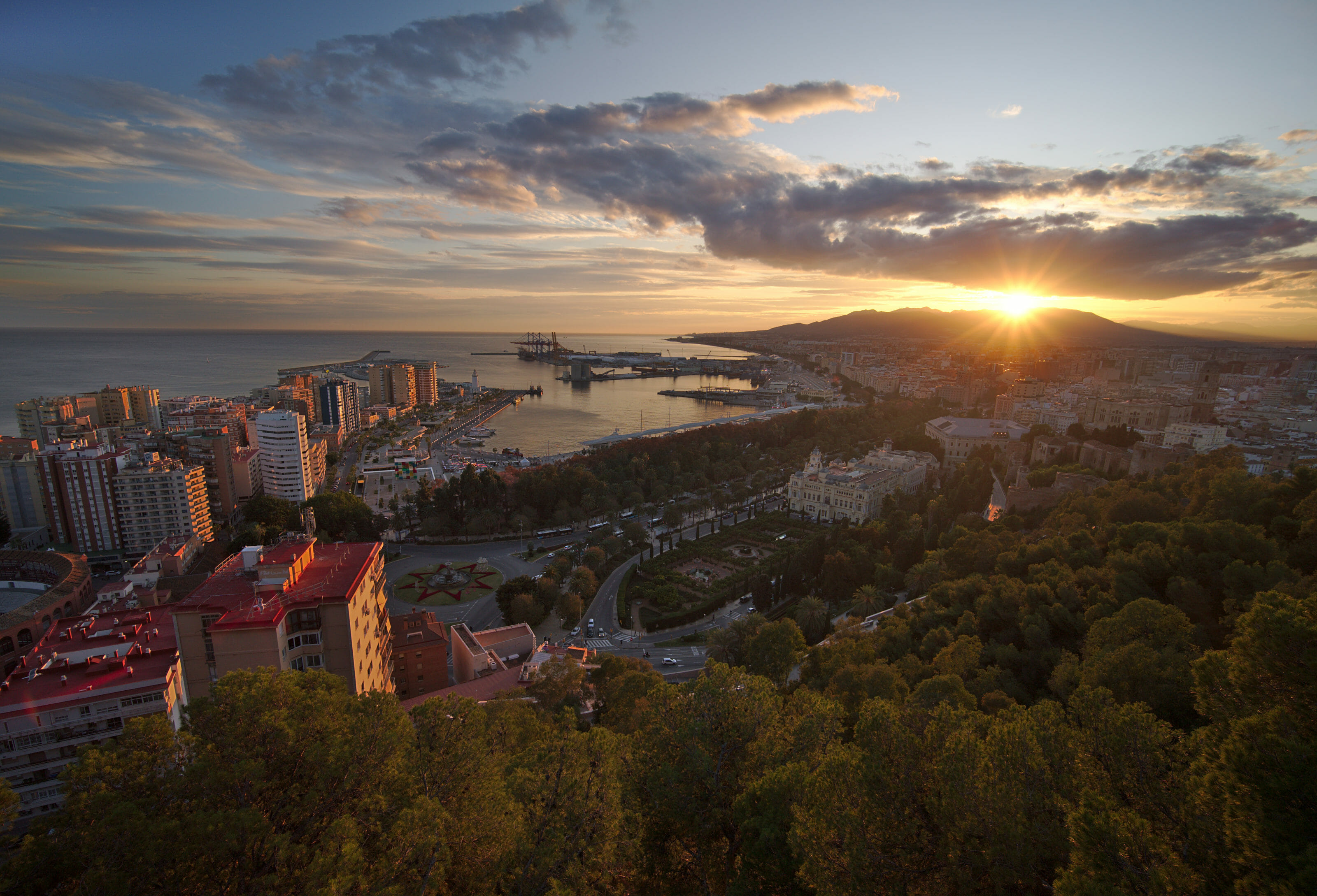 coucher de soleil du mirador Gibralfaro