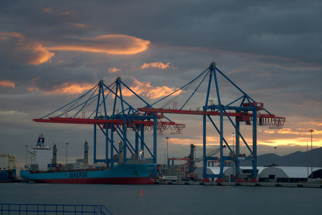 coucher de soleil port de Malaga