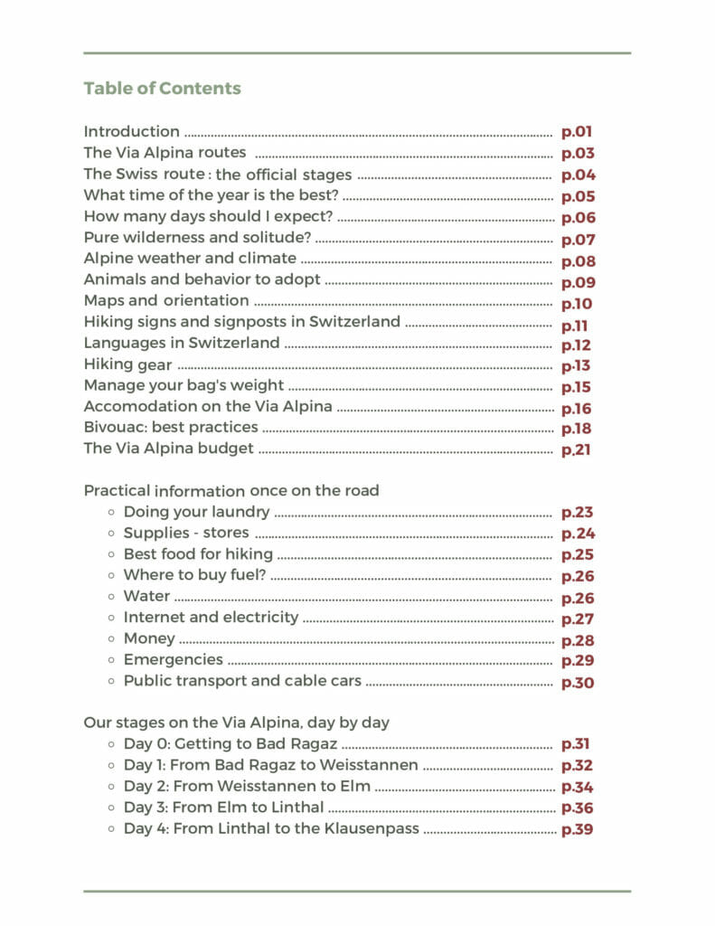 via alpina table of contents 1