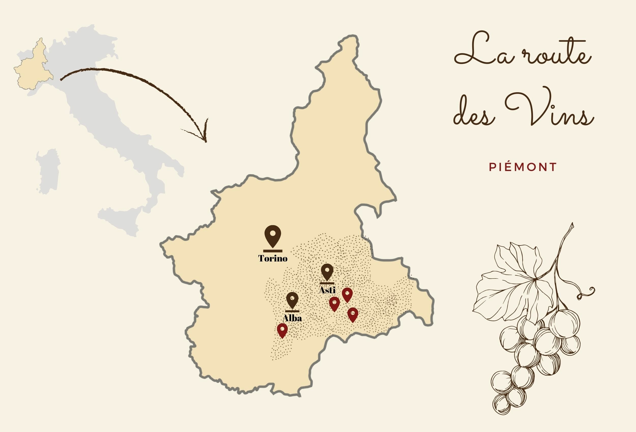 route des vins du Piémont