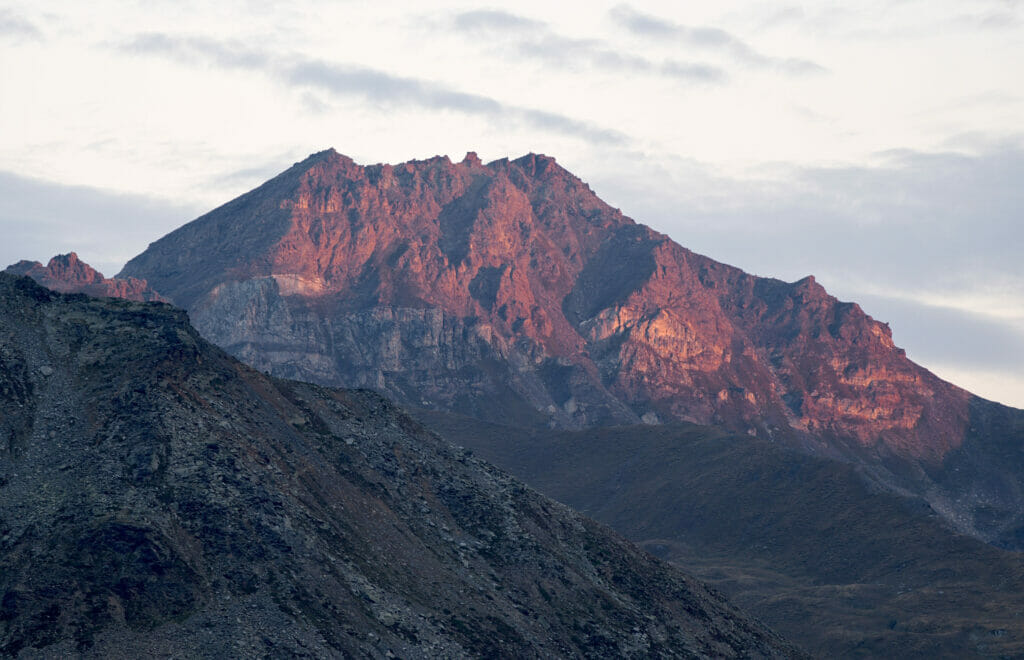 lever du soleil à la Turtmann Hütte