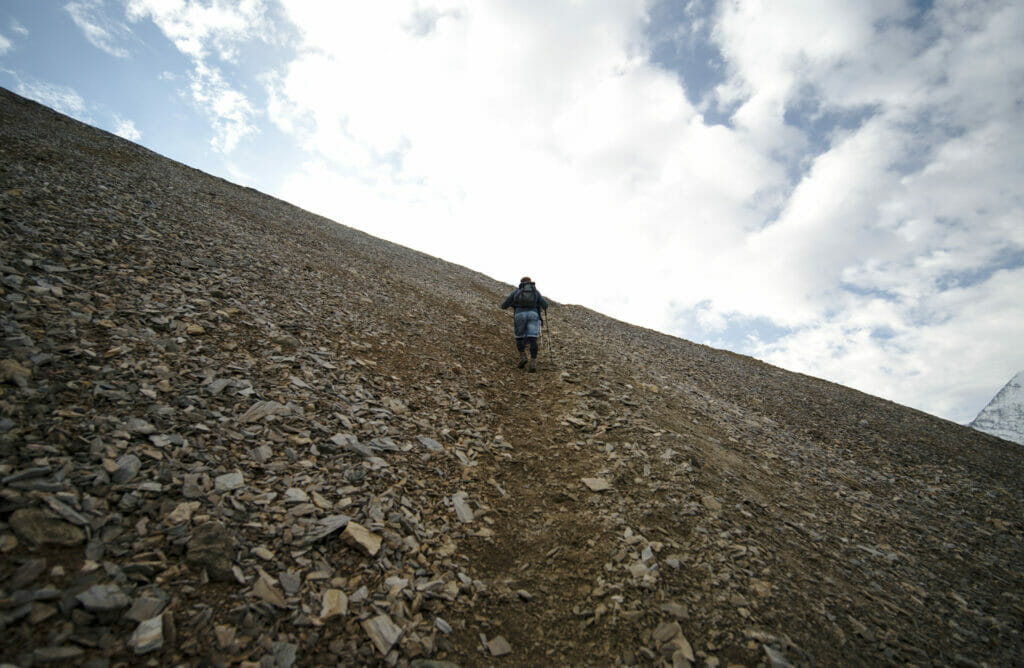 pierrier sur la montée au Barrhorn