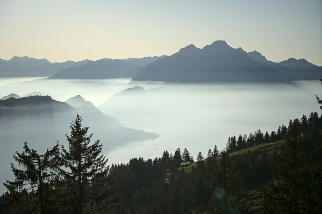 fog over lake lucerne