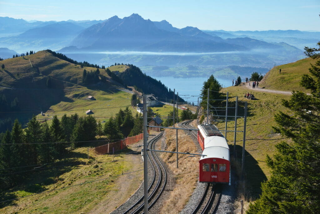 the train that goes up to the top of Mount Rigi