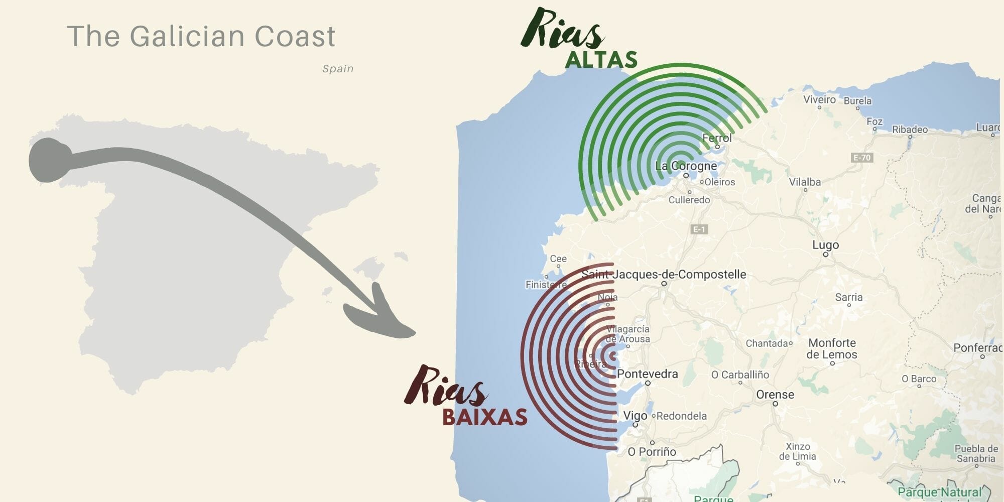 Rias altas and Baixas in Galicia