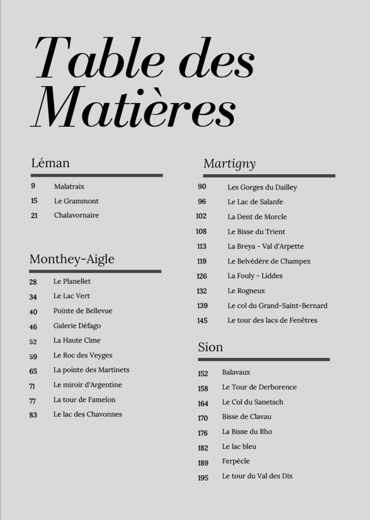 table des matières