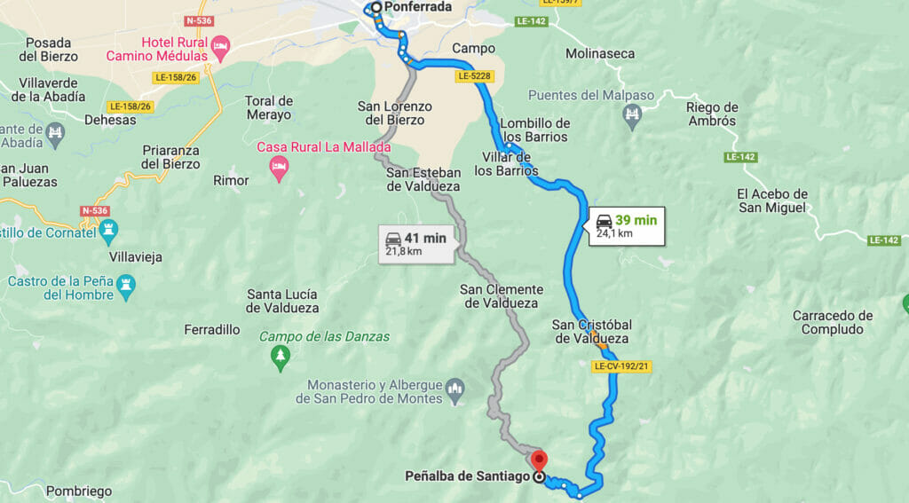 route accès à Peñalba de Santiago