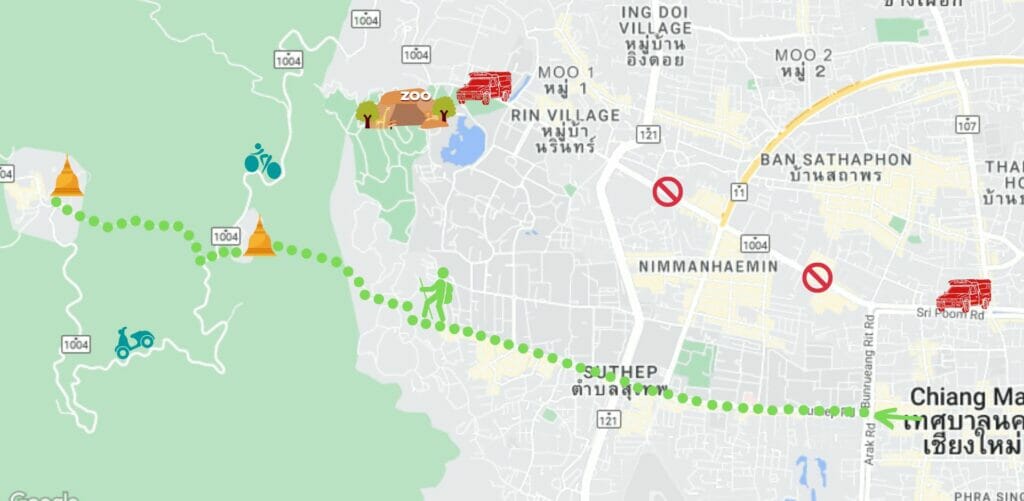 facile de se repérer comme ça Sentier randonnée vers Doi Suthep et Wat Pha Lat