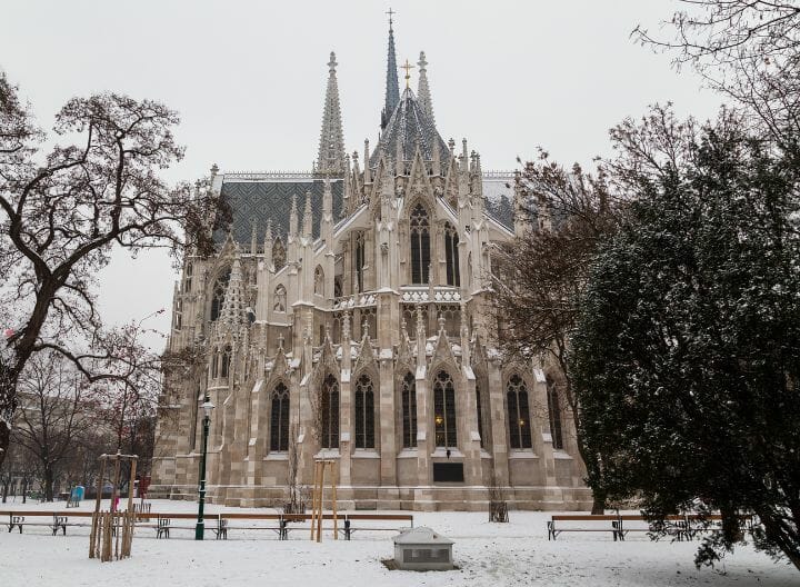 Votive church in Vienna in winter