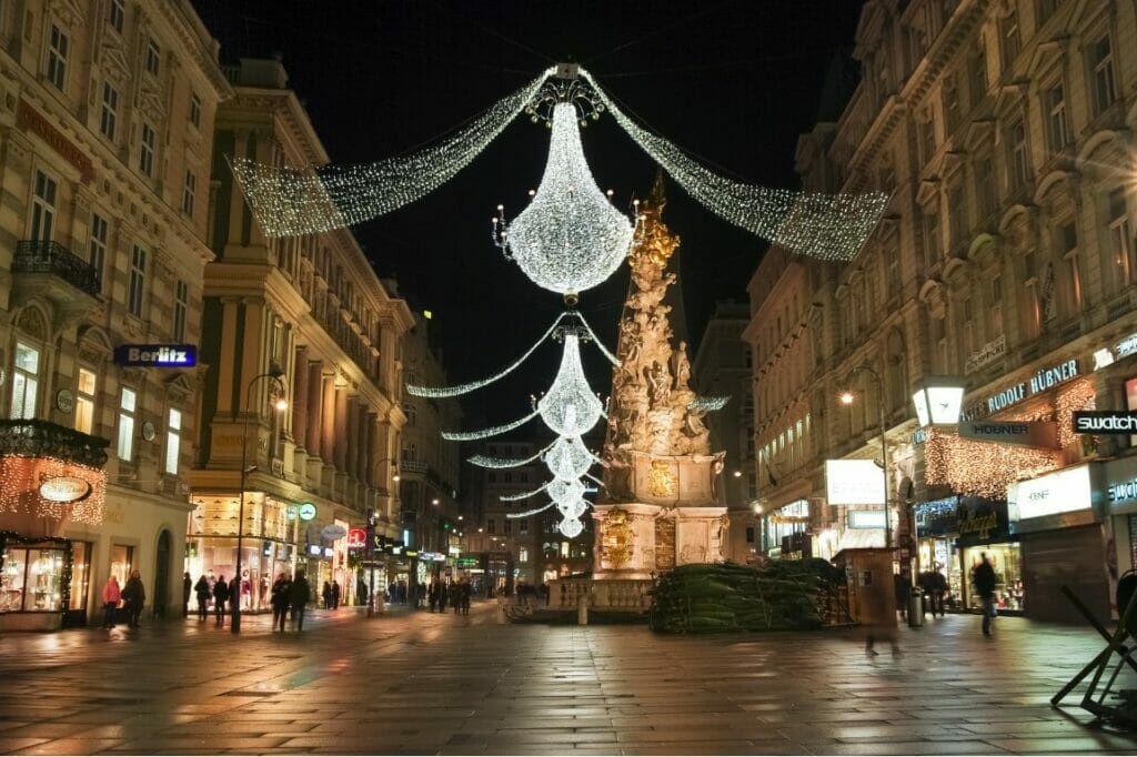 Les illuminations de Graben à Vienne à Noël