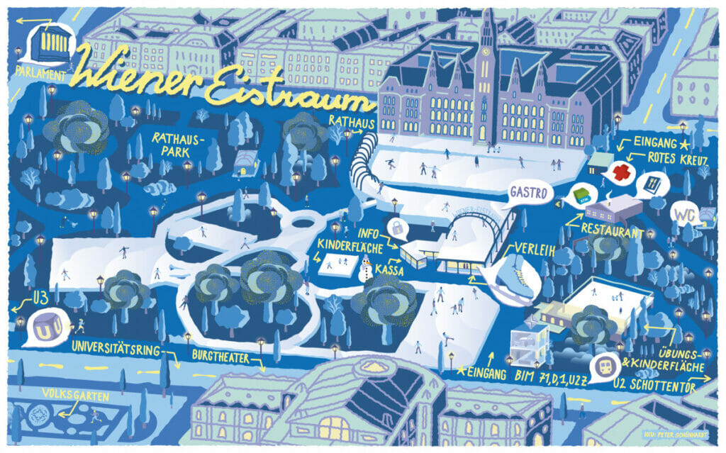 Carte de la patinoire devant la Rathaus de Vienne en décembre