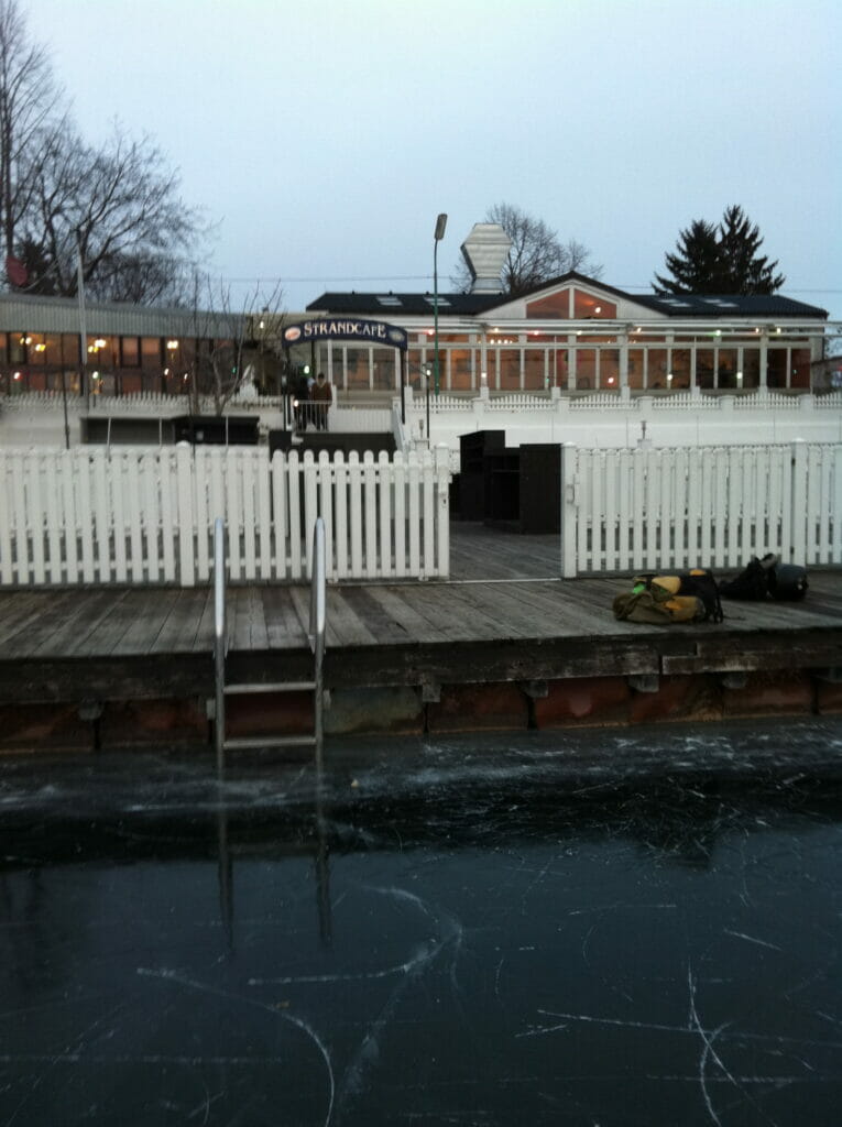 frozen Danube in Vienna in winter