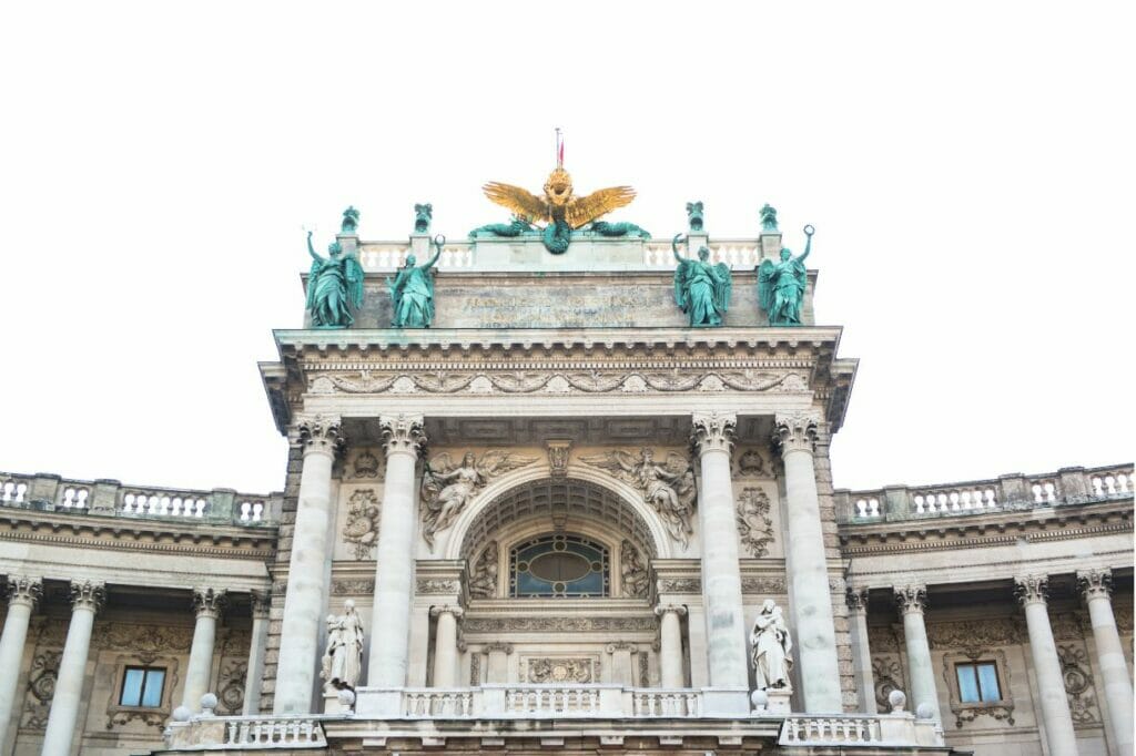 The facade of the Austrian National Library in Vienna