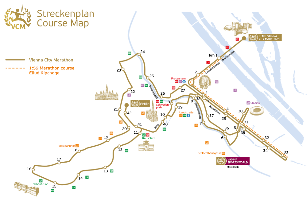 map of the Vienna marathon