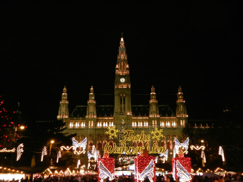 Christmas market in the Rathaus in Vienna in December