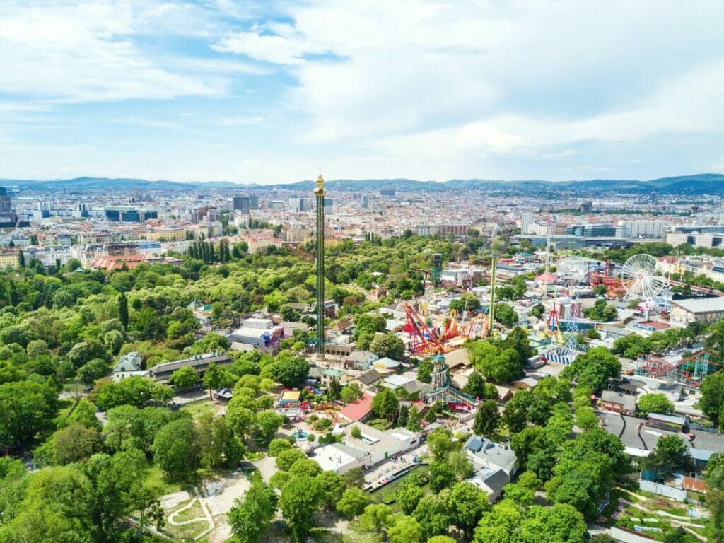 vue aérienne du parc prater vienne