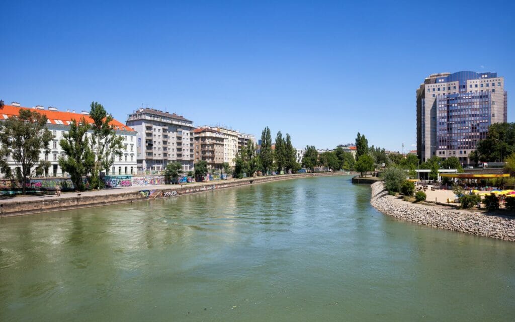 The Danube Canal in Vienna in summer