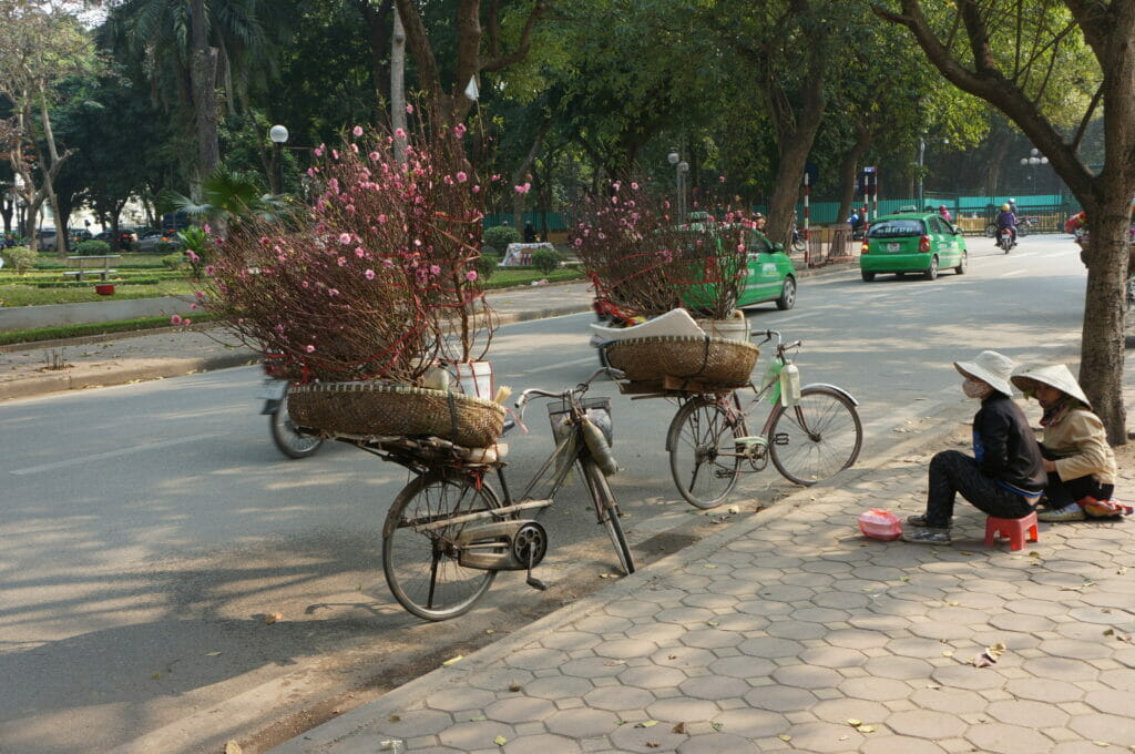 Street vendors in the streets in Hanoi, Vietnam