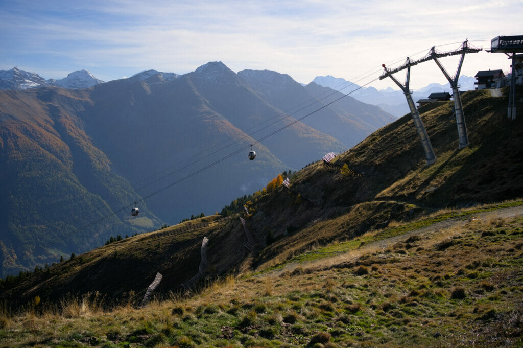 The Fiescheralp cable car to go up to Aletsch glacier