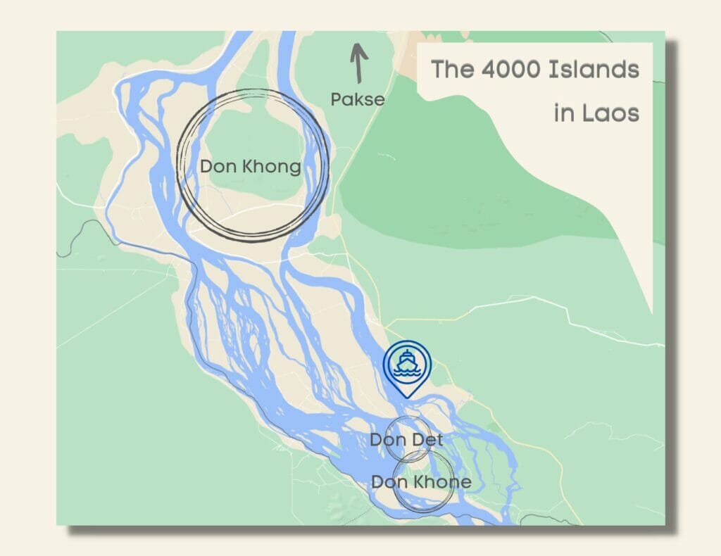 map of four thousand islands in Laos