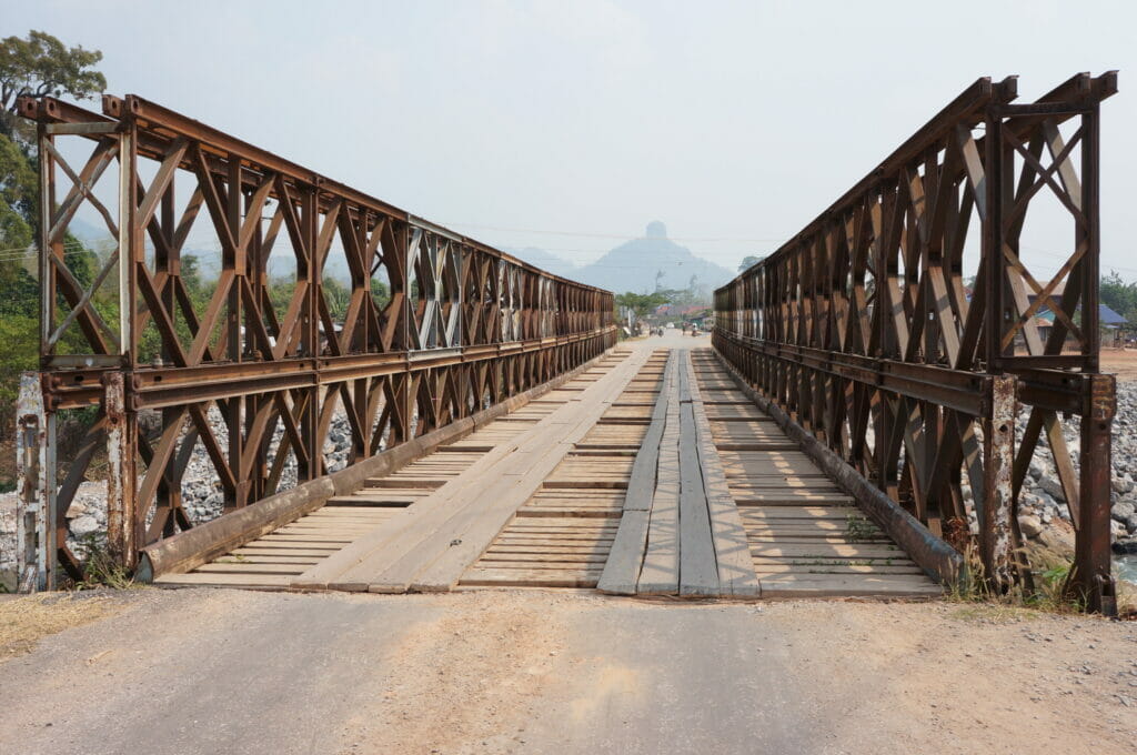 one of the many bridges on the Thakhek Loop around Kong Lor in Laos