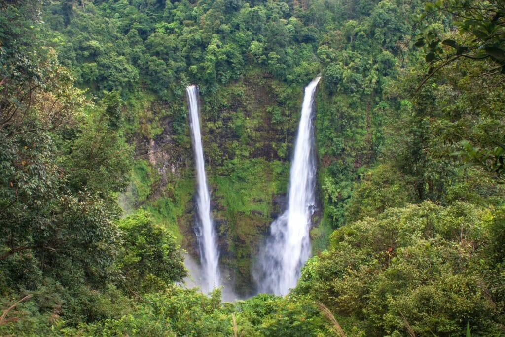 Tad Fane waterfall, the highest waterfall in Laos. Bolaven Plateau in Laos