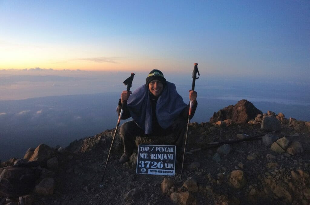 Benoit at the top of mount rinjani